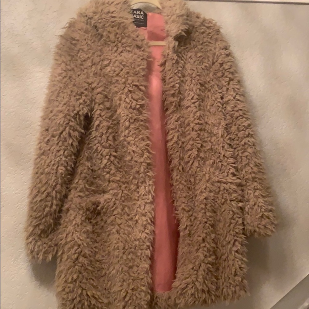 Zara furry jacket with hoodie